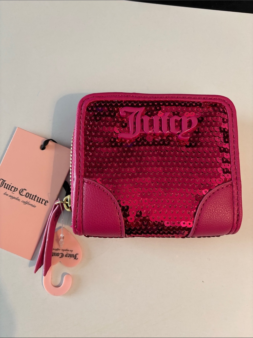 Juicy Couture Hot Pink Sequin Zip-Around Wallet